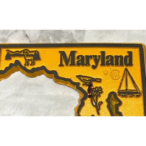 Maryland State Outline Refrigerator Magnet Travel Souvenir Yellow - Picture 4 of 6
